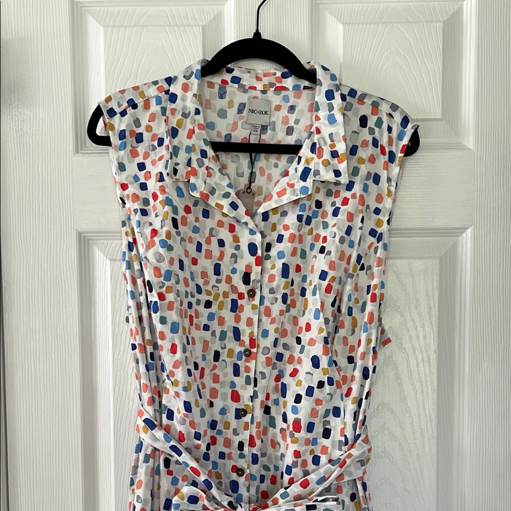 NIC+ZOE Seaglass Sleeveless Dress with Tie Front